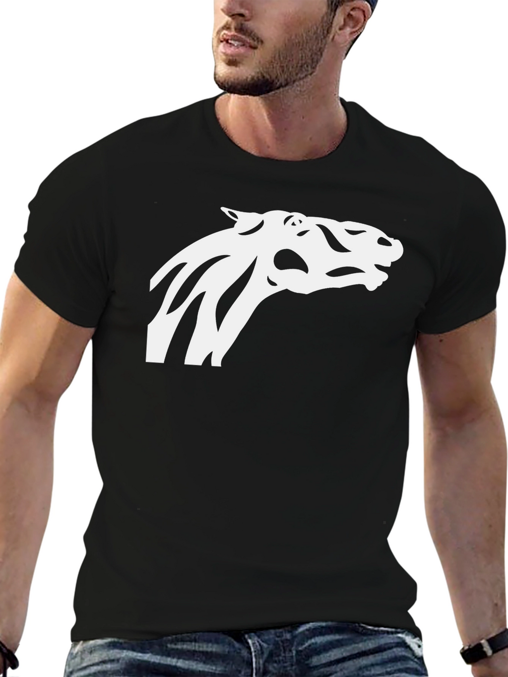 Cool Horse Silhouette Tee - Black Cotton Blend