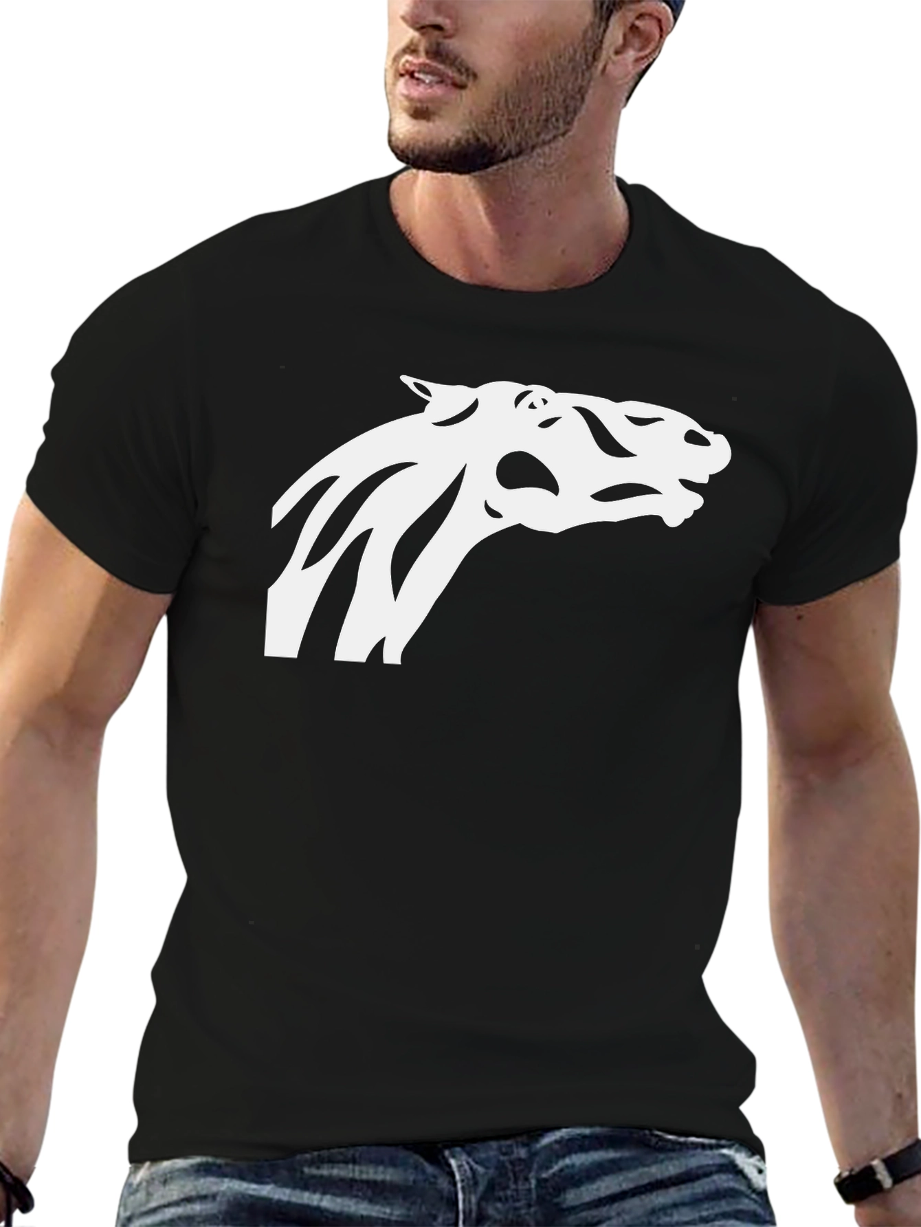 Cool Horse Silhouette Tee - Black Cotton Blend