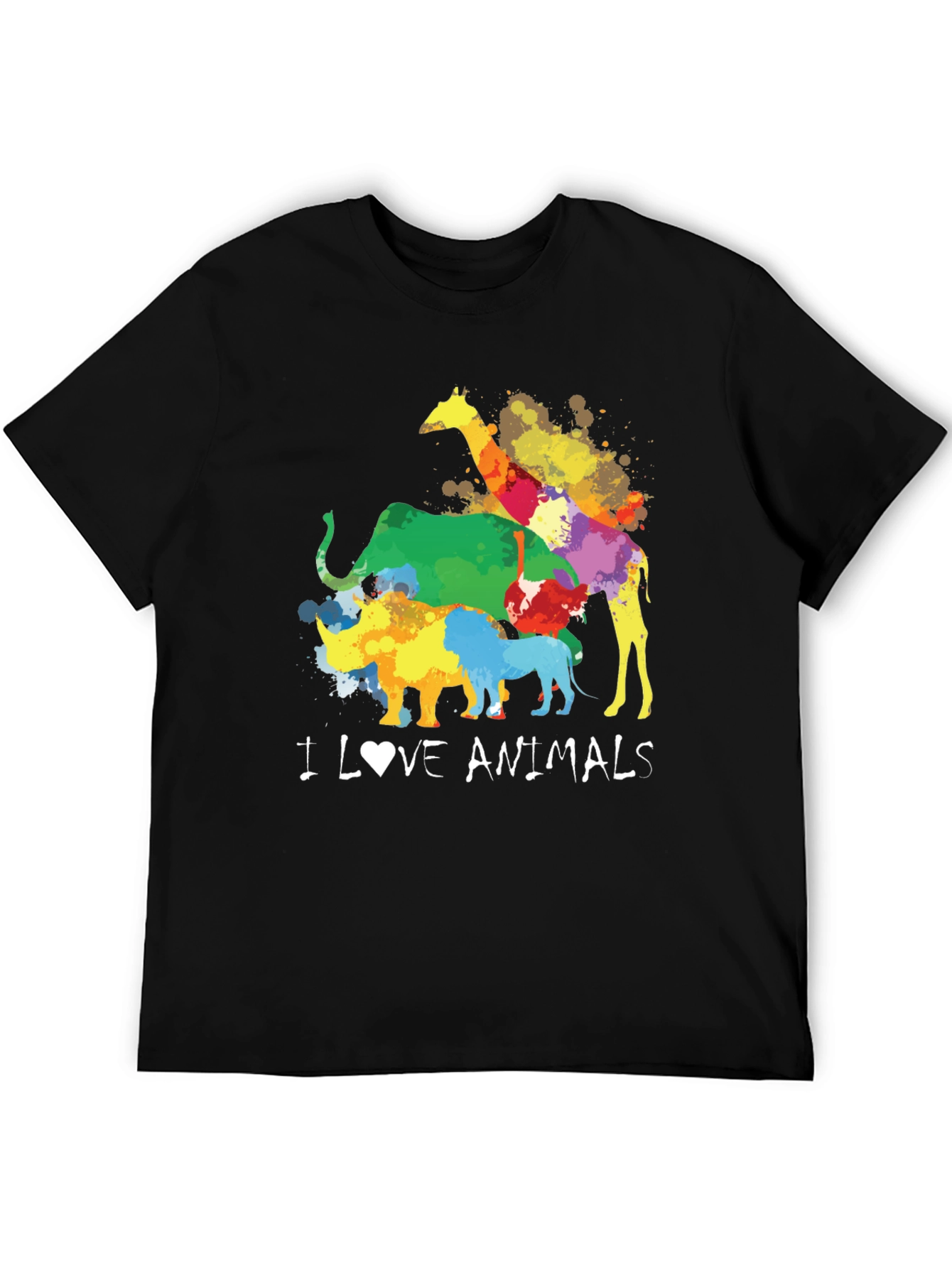 I Love Animals T-Shirt Colorful Graphic Tee