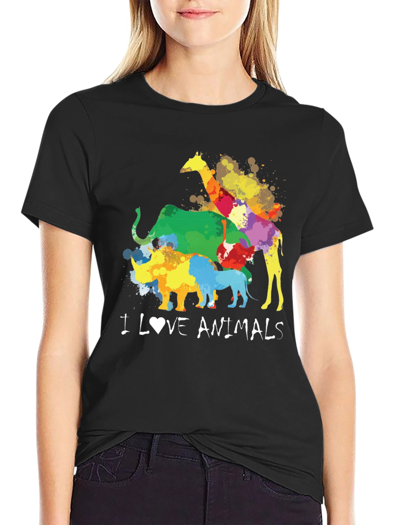 I Love Animals T-Shirt Colorful Graphic Tee