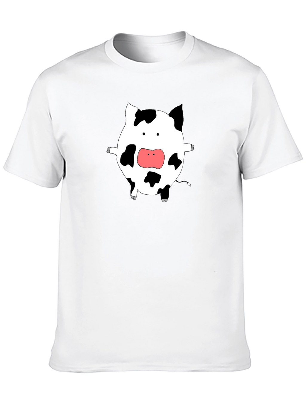 Cute Cow Graphic Tee - Black Cotton T-Shirt