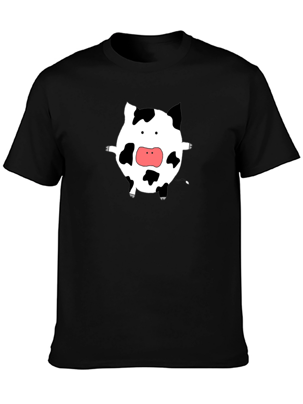 Cute Cow Graphic Tee - Black Cotton T-Shirt