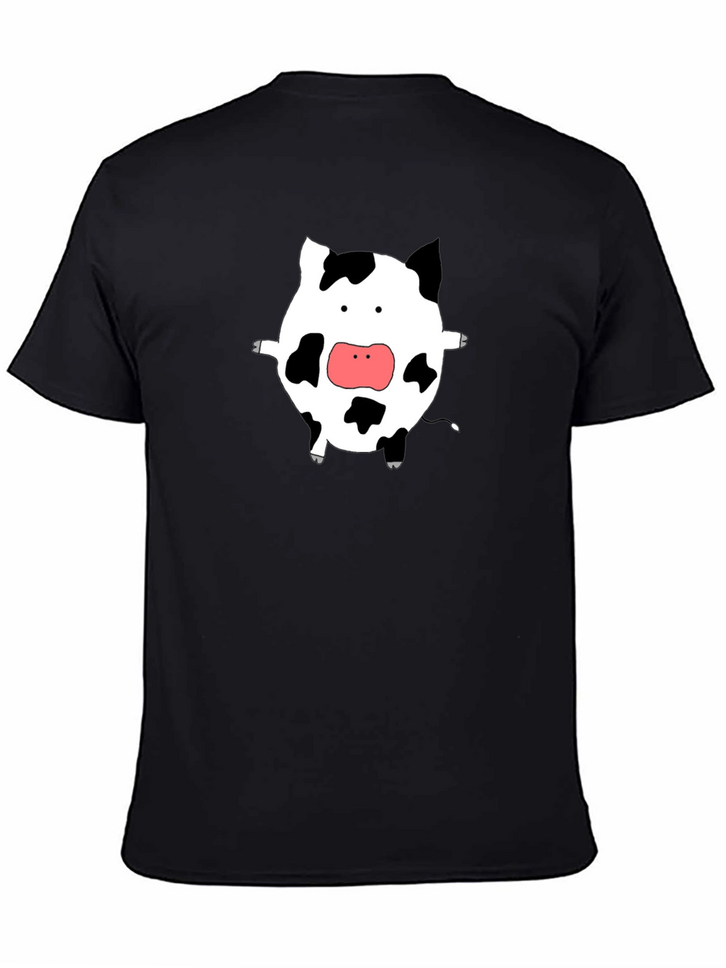 Cute Cow Graphic Tee - Black Cotton T-Shirt