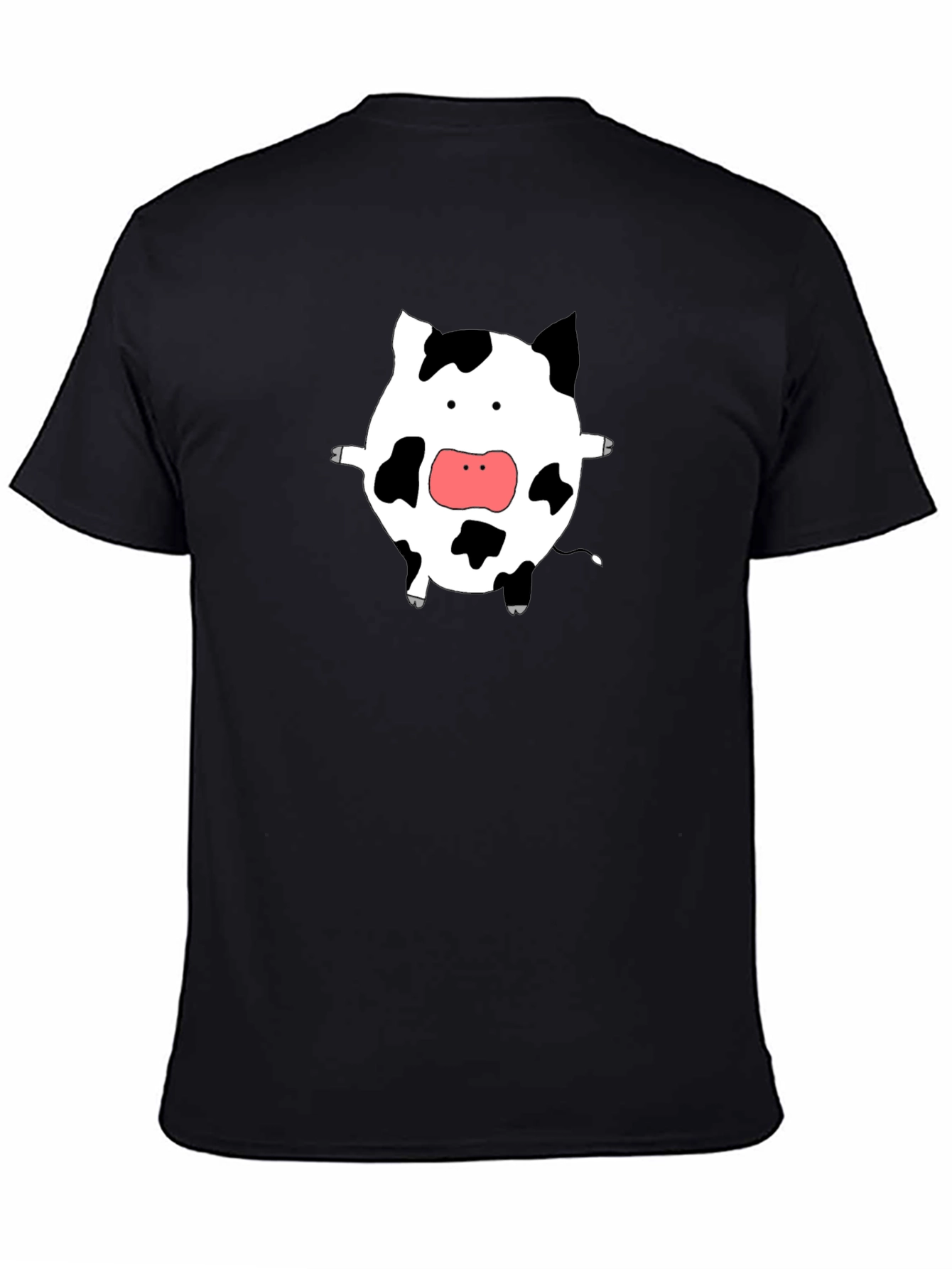 Cute Cow Graphic Tee - Black Cotton T-Shirt