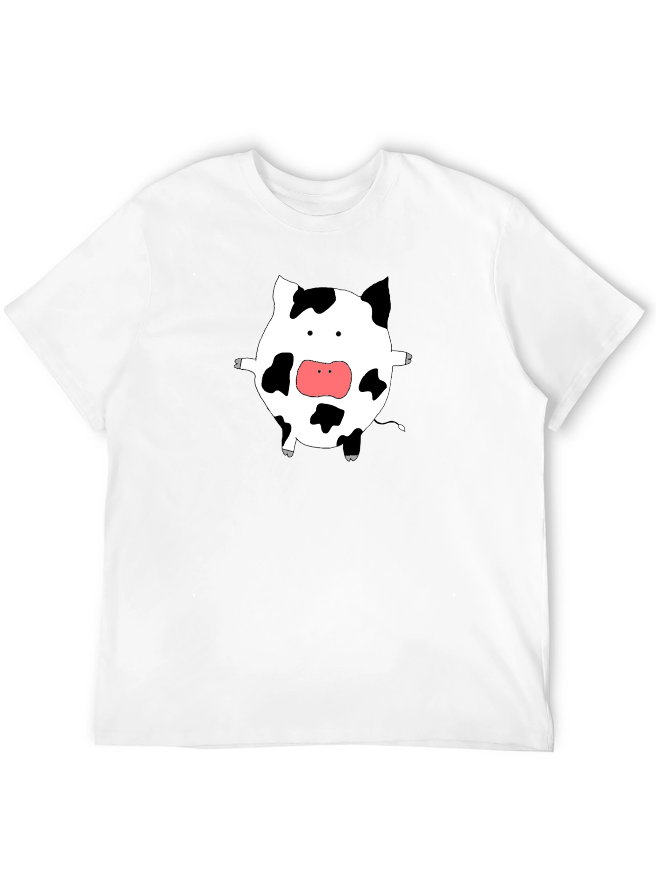 Cute Cow Graphic Tee - Black Cotton T-Shirt