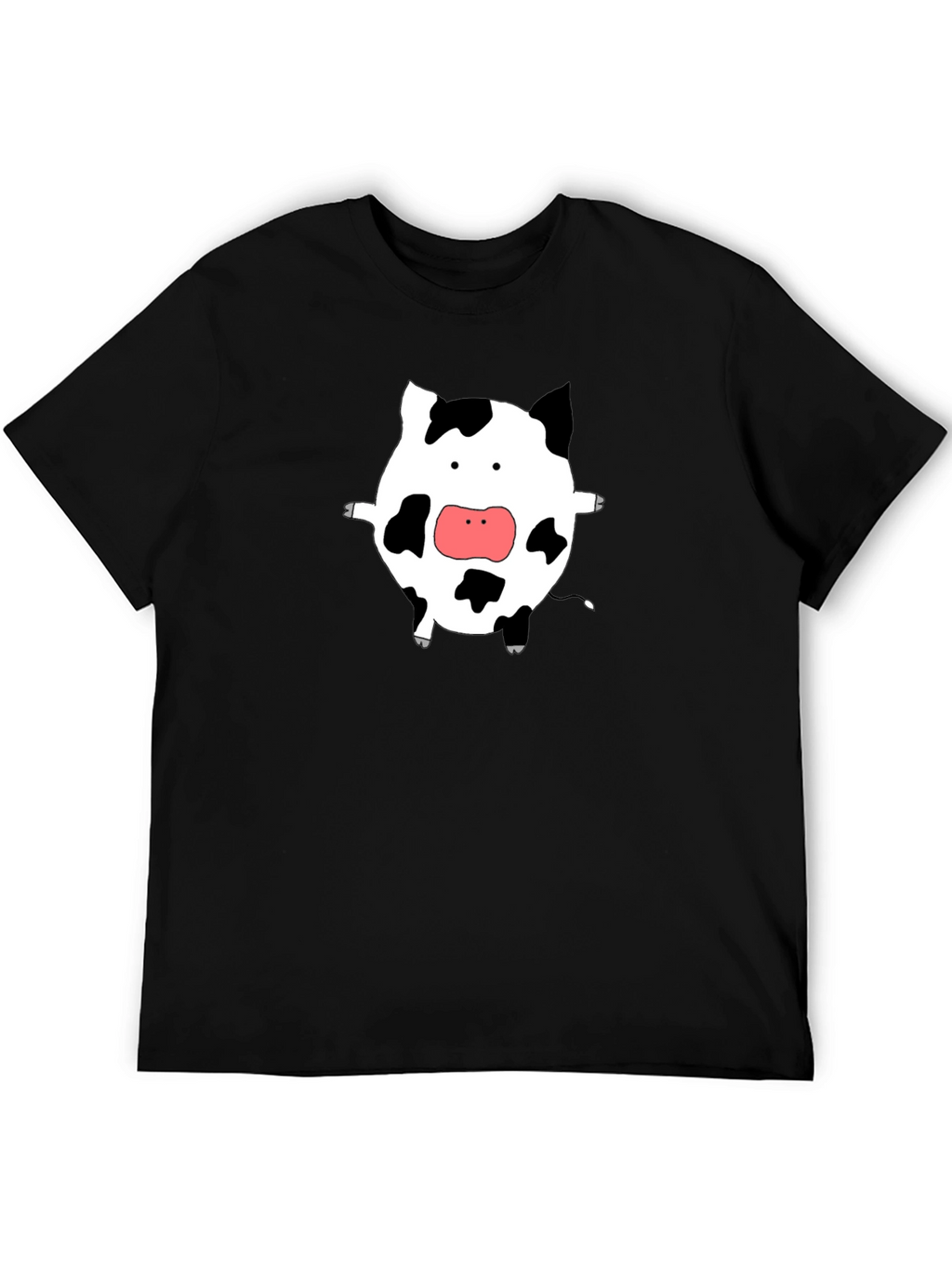 Cute Cow Graphic Tee - Black Cotton T-Shirt