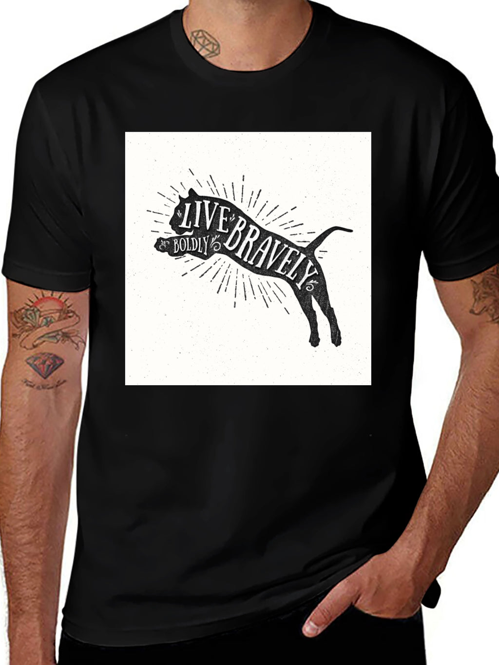 Live Bravely Graphic Tee - Black Crew Neck