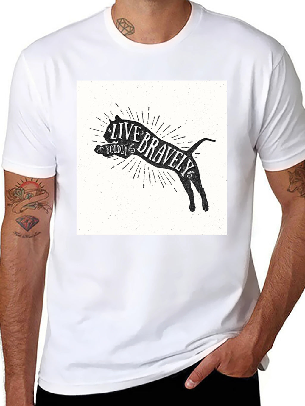 Live Bravely Graphic Tee - Black Crew Neck