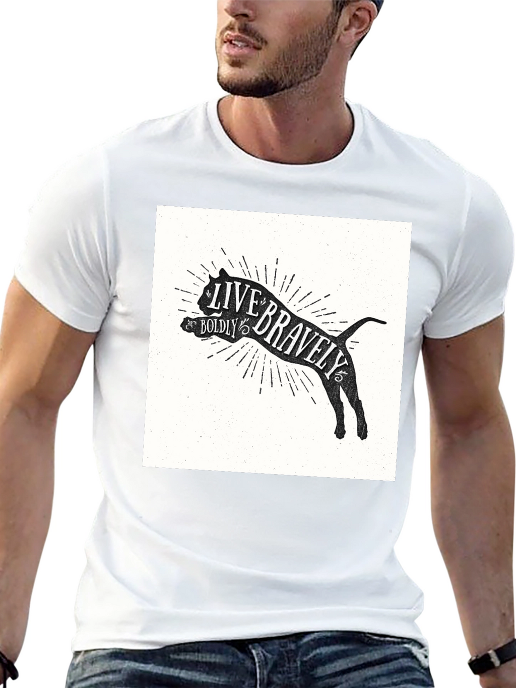 Live Bravely Graphic Tee - Black Crew Neck