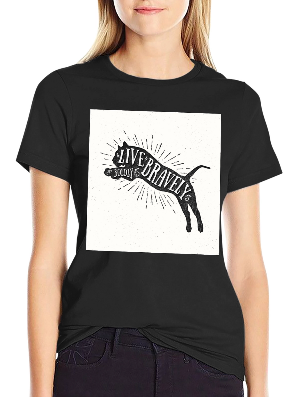 Live Bravely Graphic Tee - Black Crew Neck