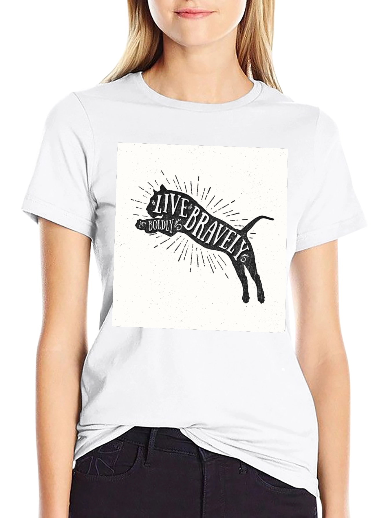 Live Bravely Graphic Tee - Black Crew Neck
