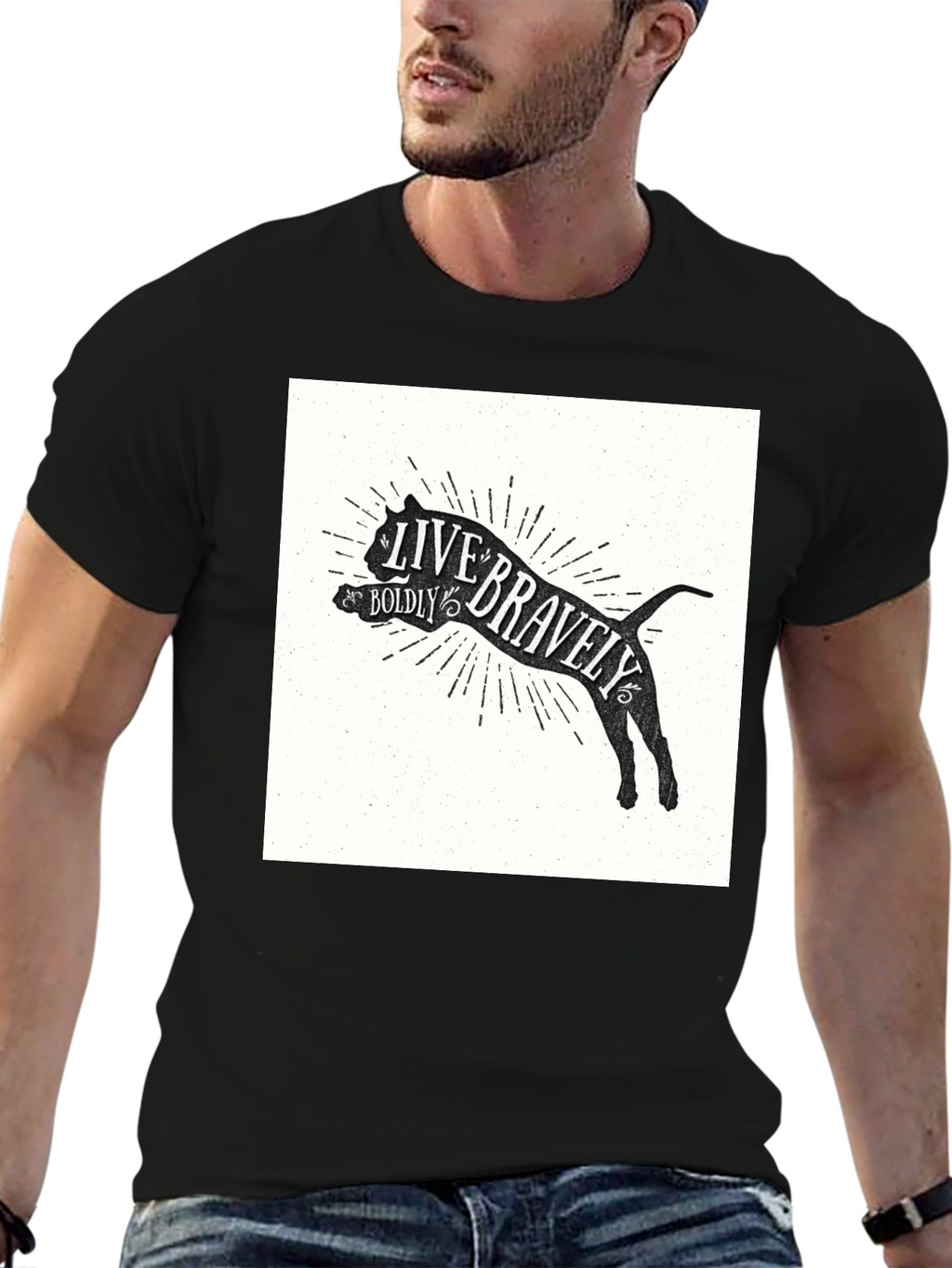 Live Bravely Graphic Tee - Black Crew Neck