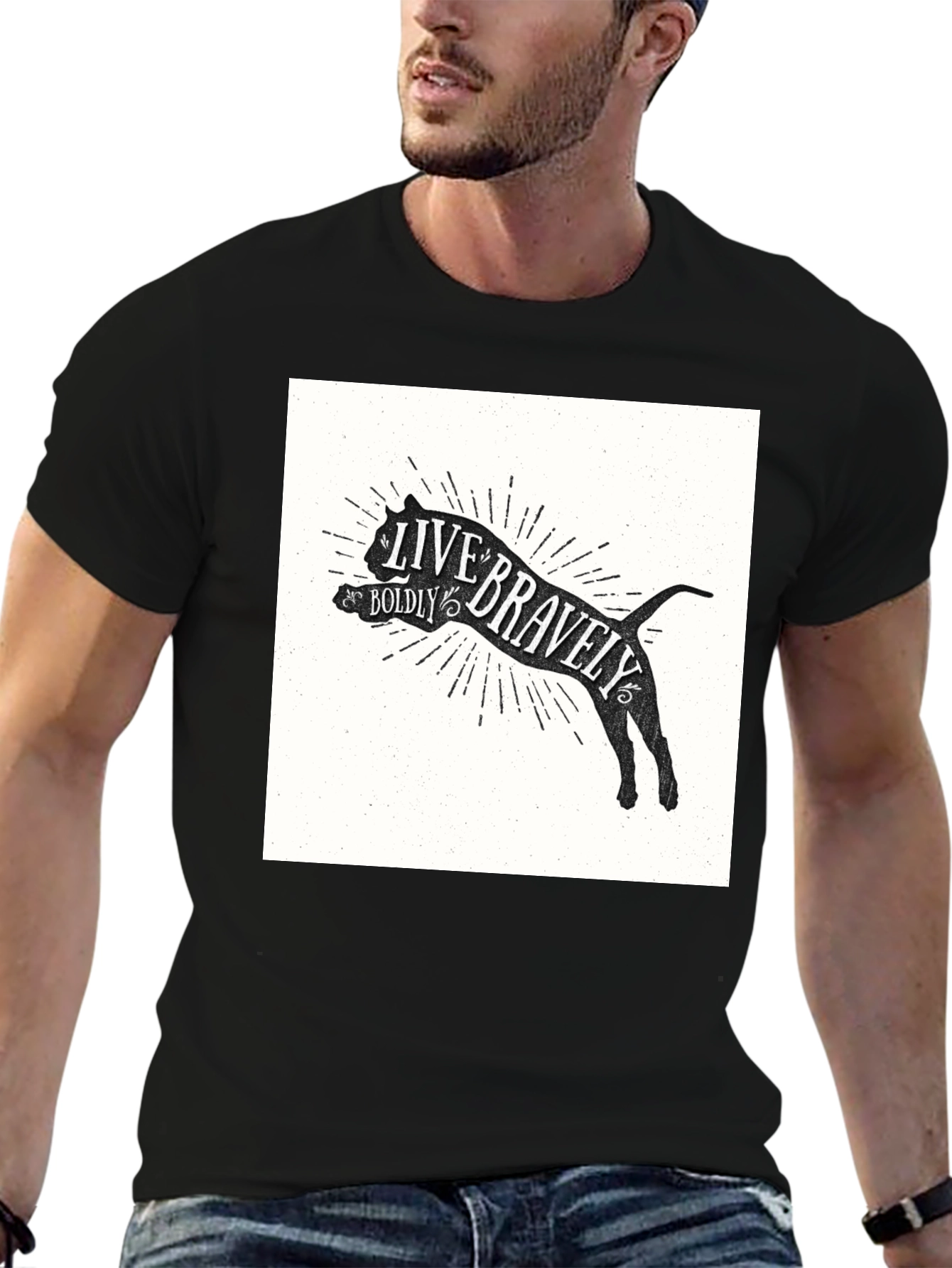 Live Bravely Graphic Tee - Black Crew Neck