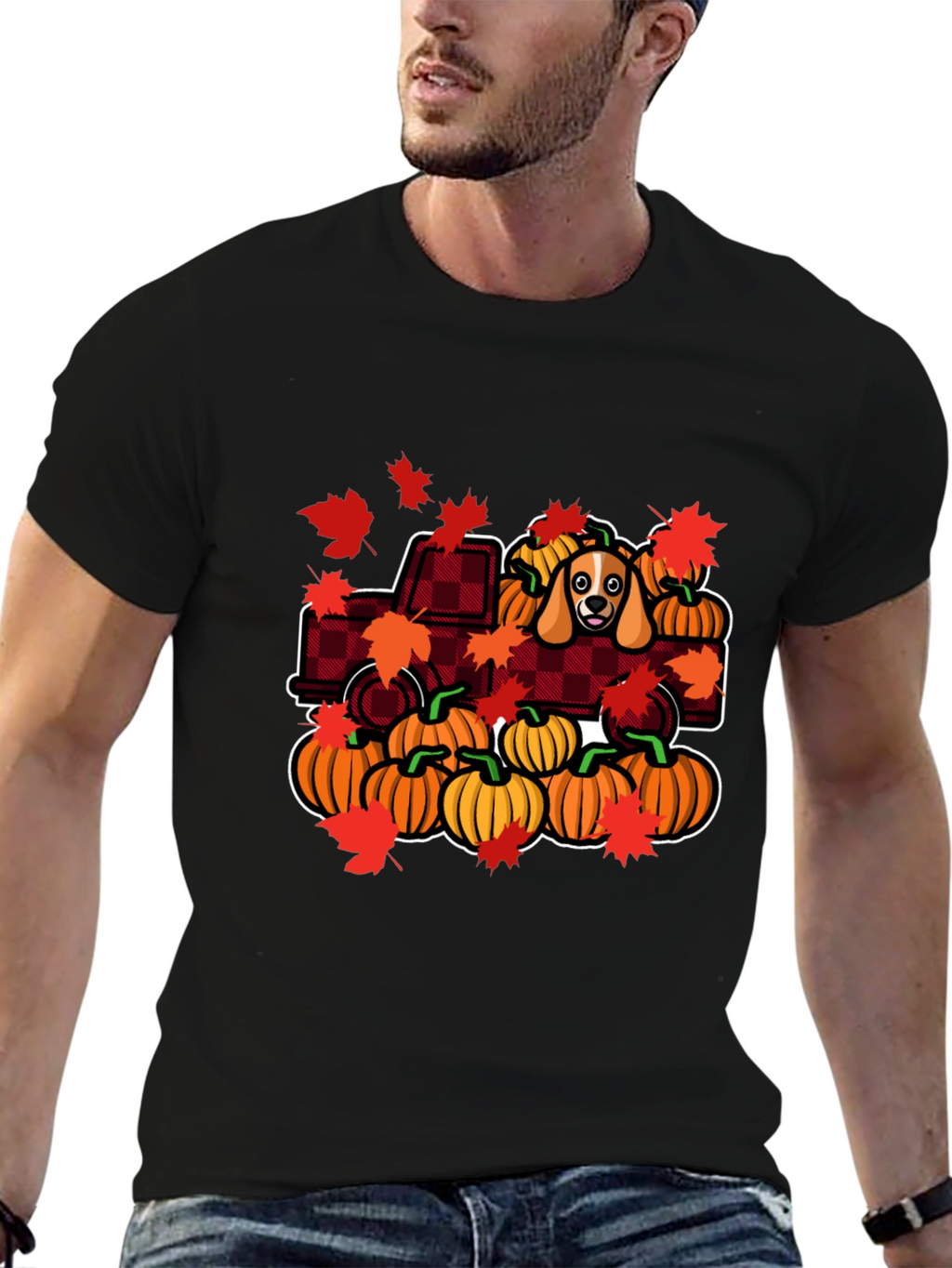 Autumn Dog Pumpkin Truck T-Shirt