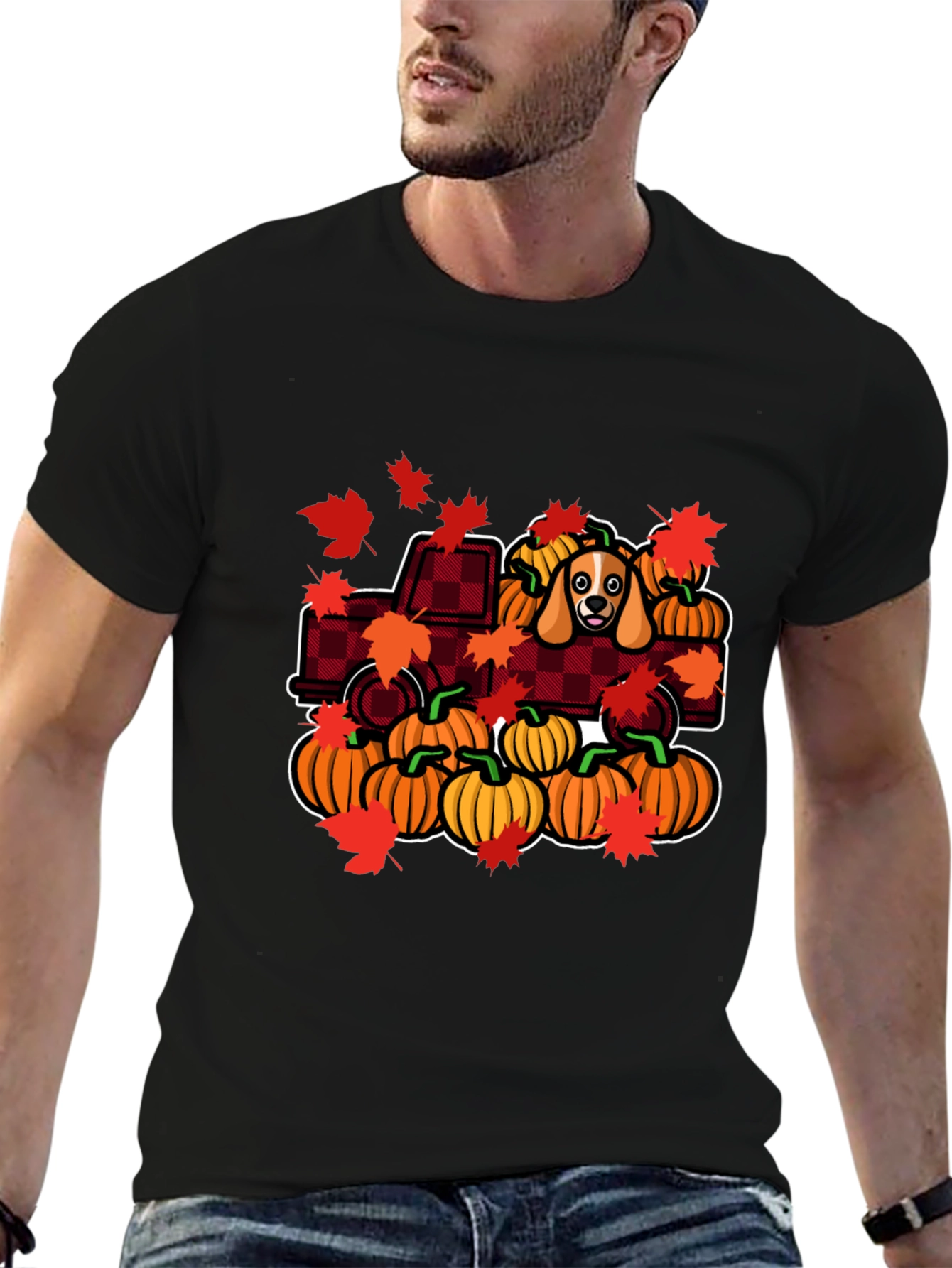 Autumn Dog Pumpkin Truck T-Shirt