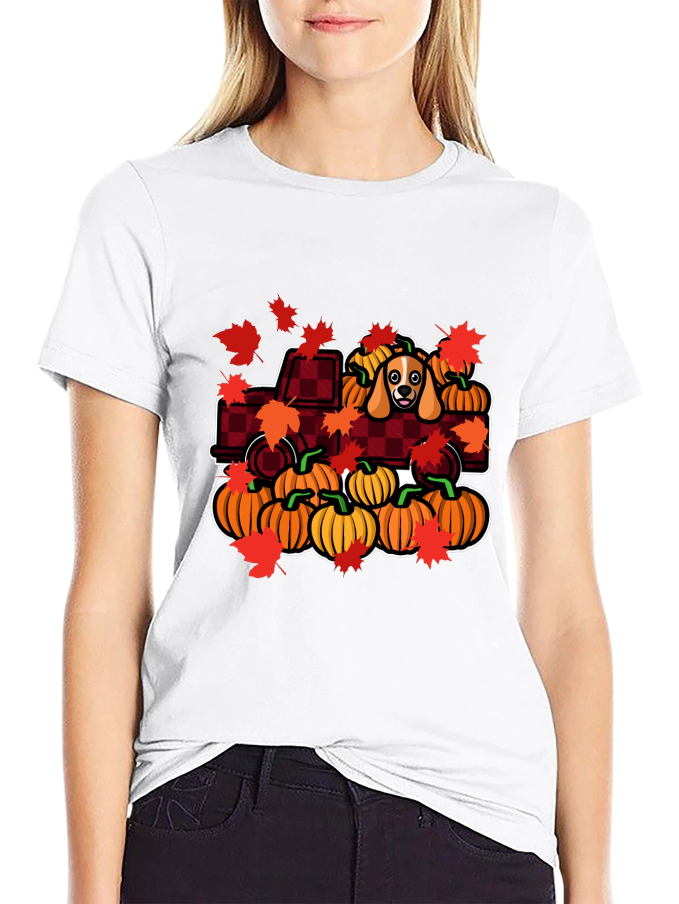 Autumn Dog Pumpkin Truck T-Shirt
