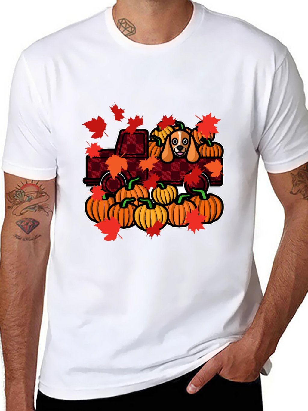 Autumn Dog Pumpkin Truck T-Shirt