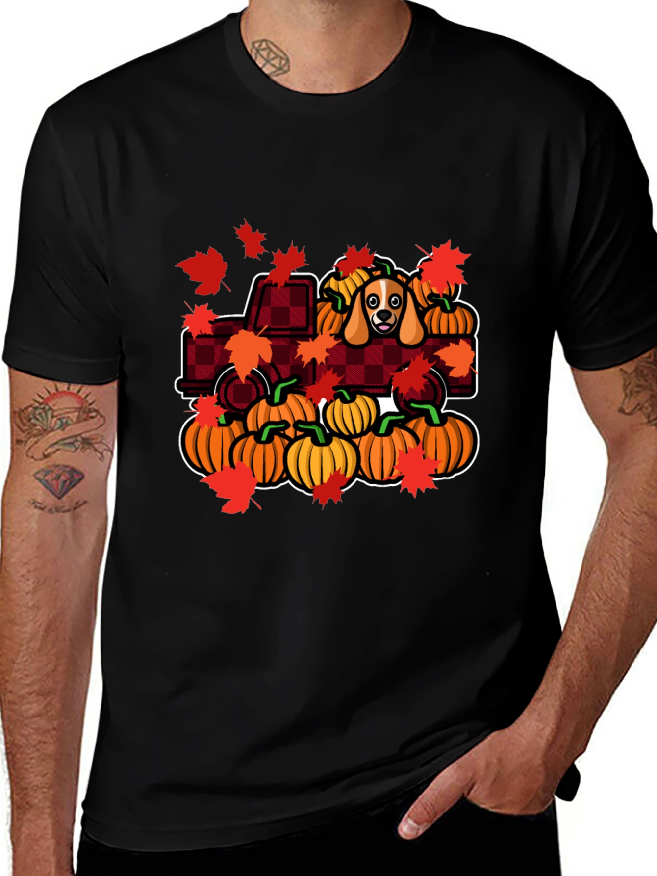 Autumn Dog Pumpkin Truck T-Shirt