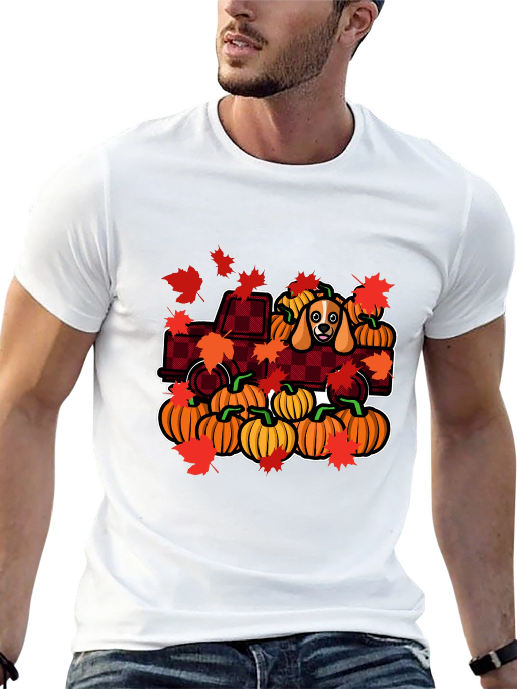 Autumn Dog Pumpkin Truck T-Shirt
