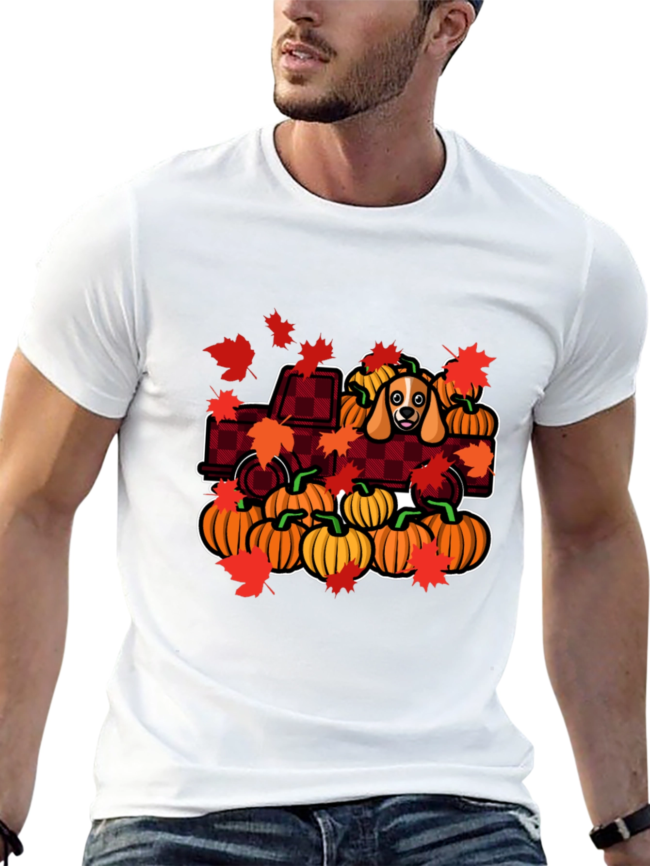 Autumn Dog Pumpkin Truck T-Shirt