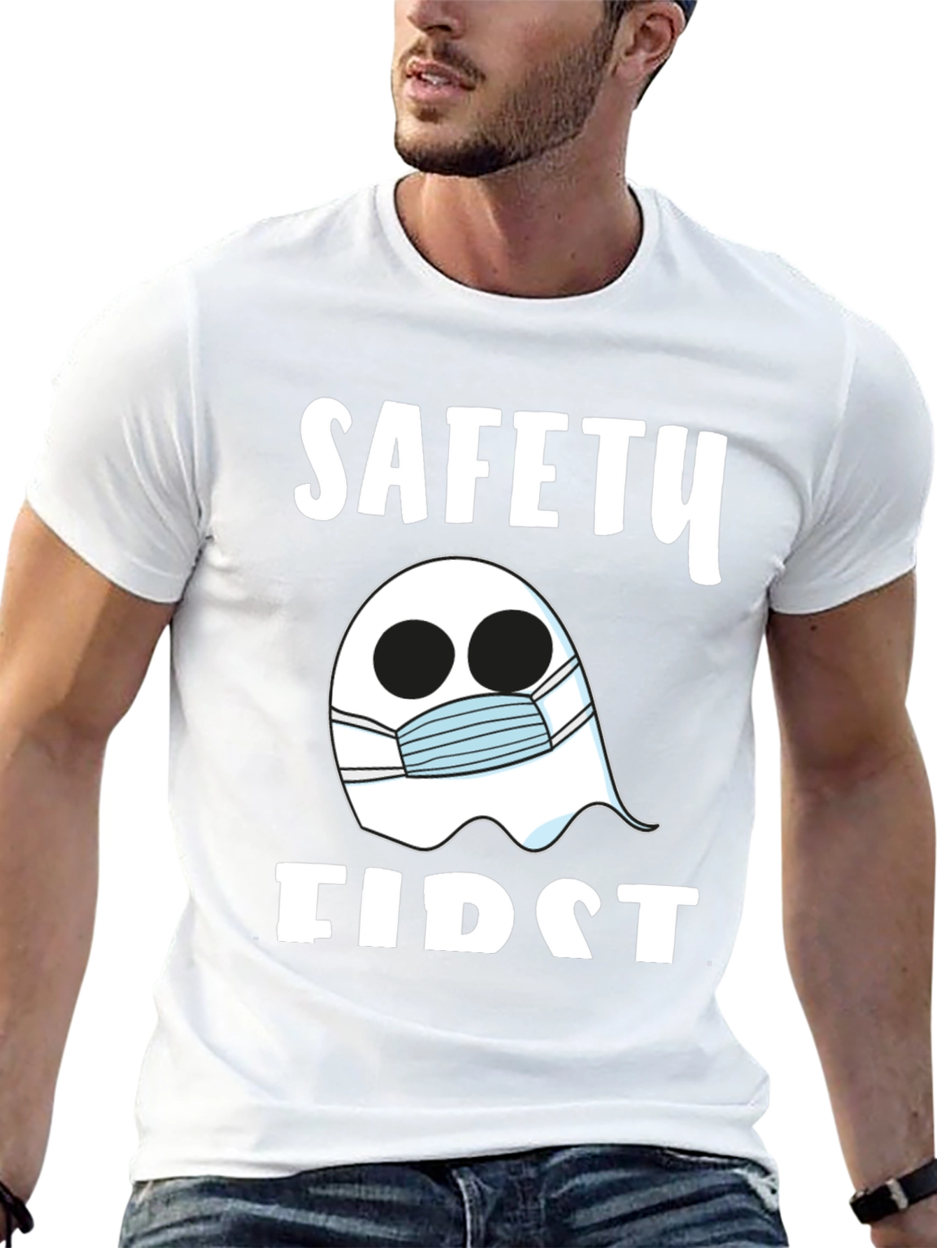 Safety First Ghost Mask T-Shirt - Halloween Costume