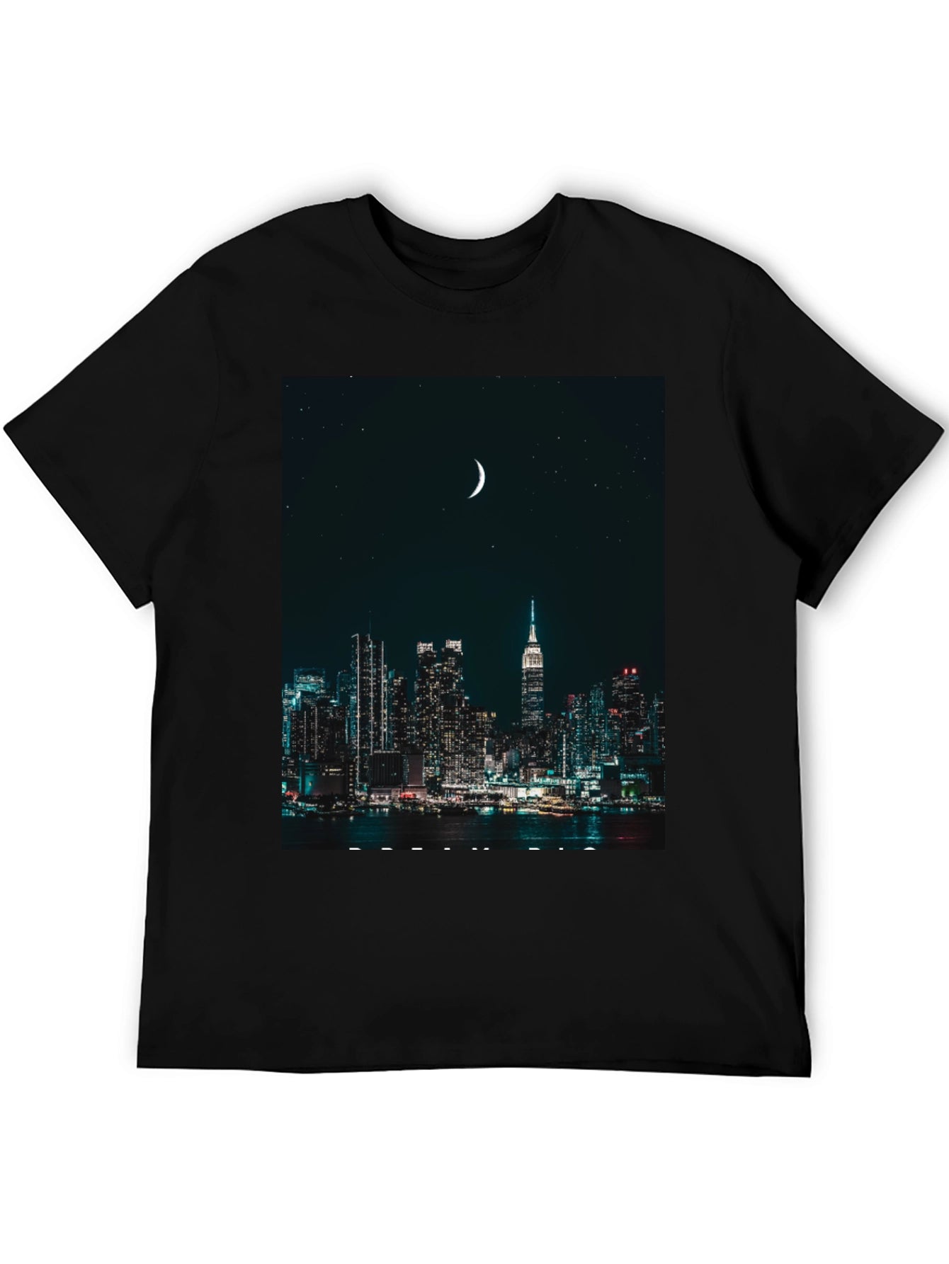 Cityscape Moon Graphic Tee - Urban Nightlife Style