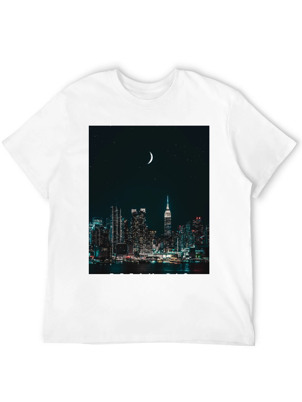 Cityscape Moon Graphic Tee - Urban Nightlife Style