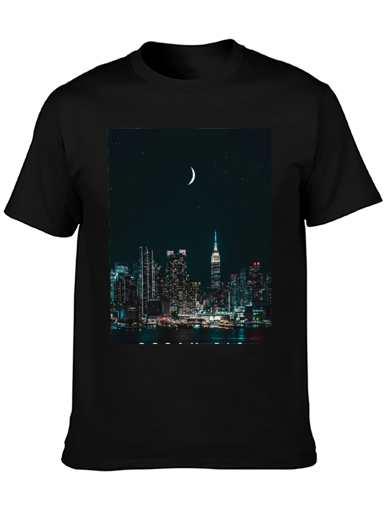 Cityscape Moon Graphic Tee - Urban Nightlife Style