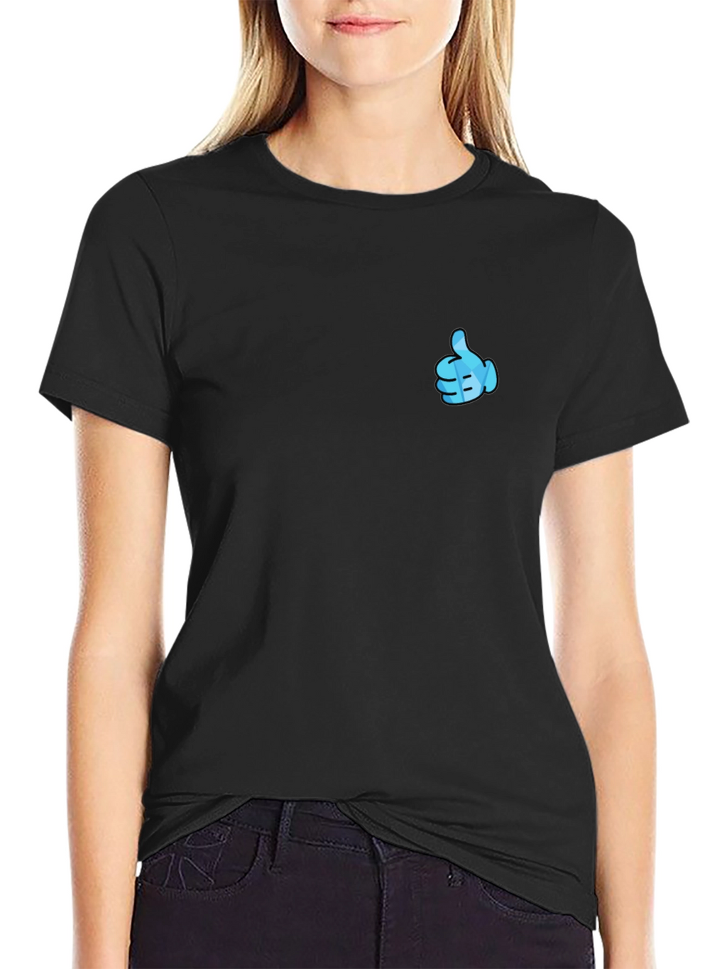 Thumbs Up Graphic Black T-Shirt - Casual Style