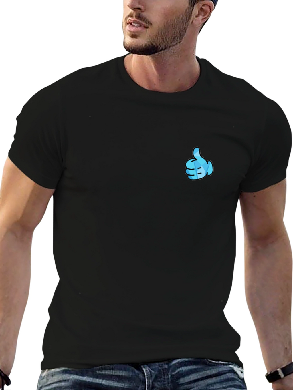 Thumbs Up Graphic Black T-Shirt - Casual Style