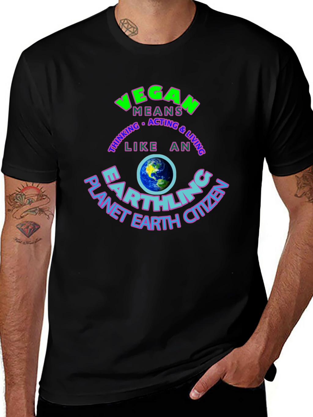 Vegan Earthling T-Shirt - Planet Earth Citizen