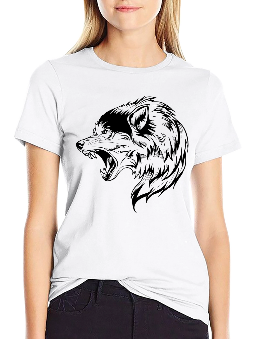 Black Wolf Graphic T-Shirt - Mens