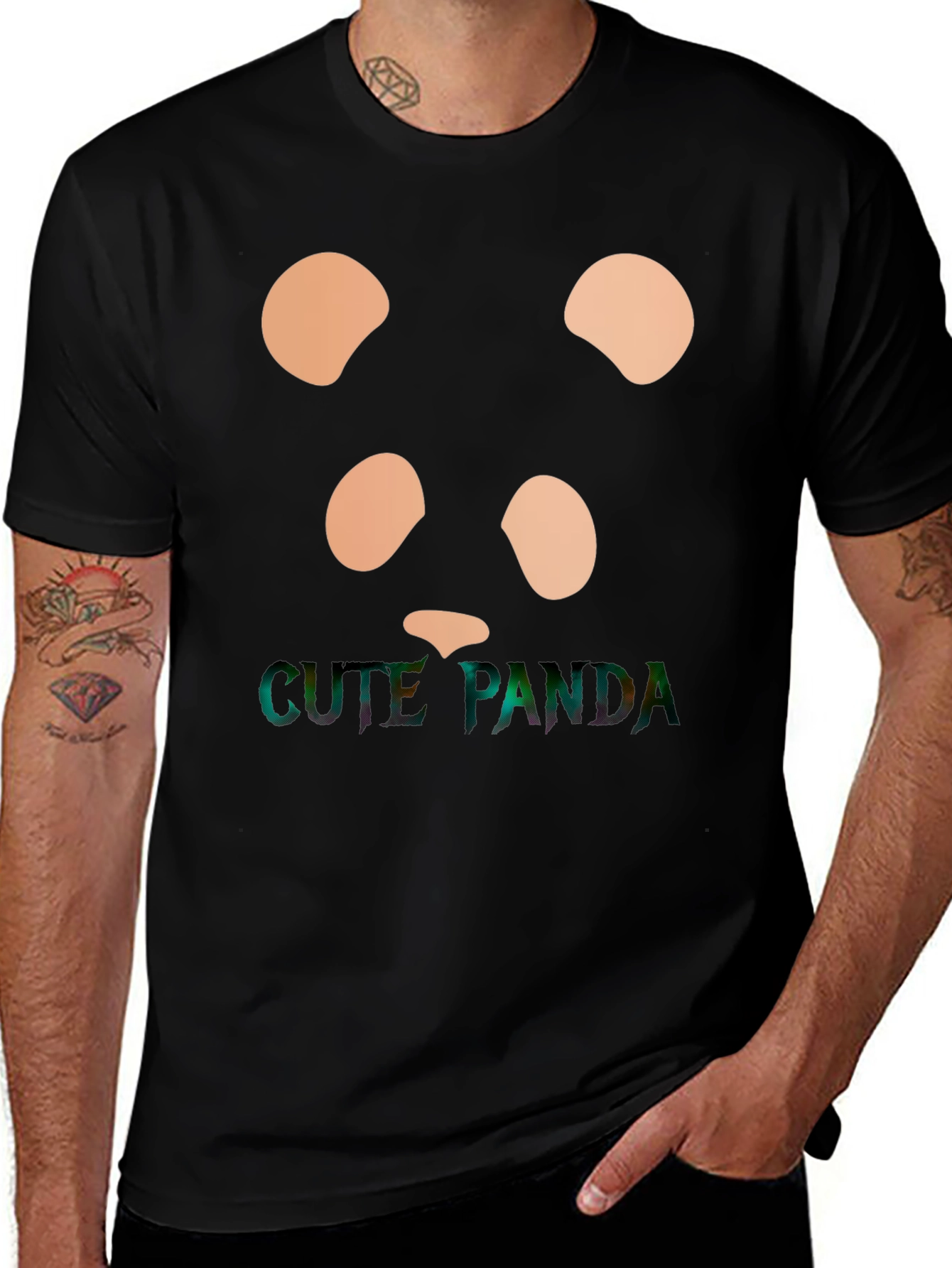 Cute Panda Graphic Tee - Stylish Black T-Shirt