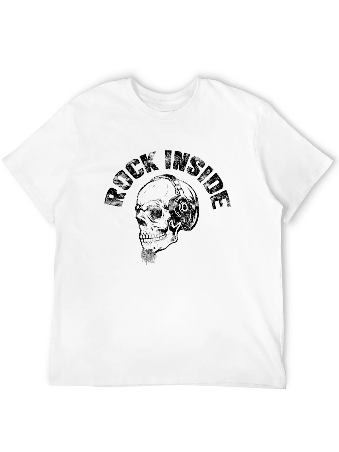 Rock Inside Skull Graphic Print Black T-Shirt