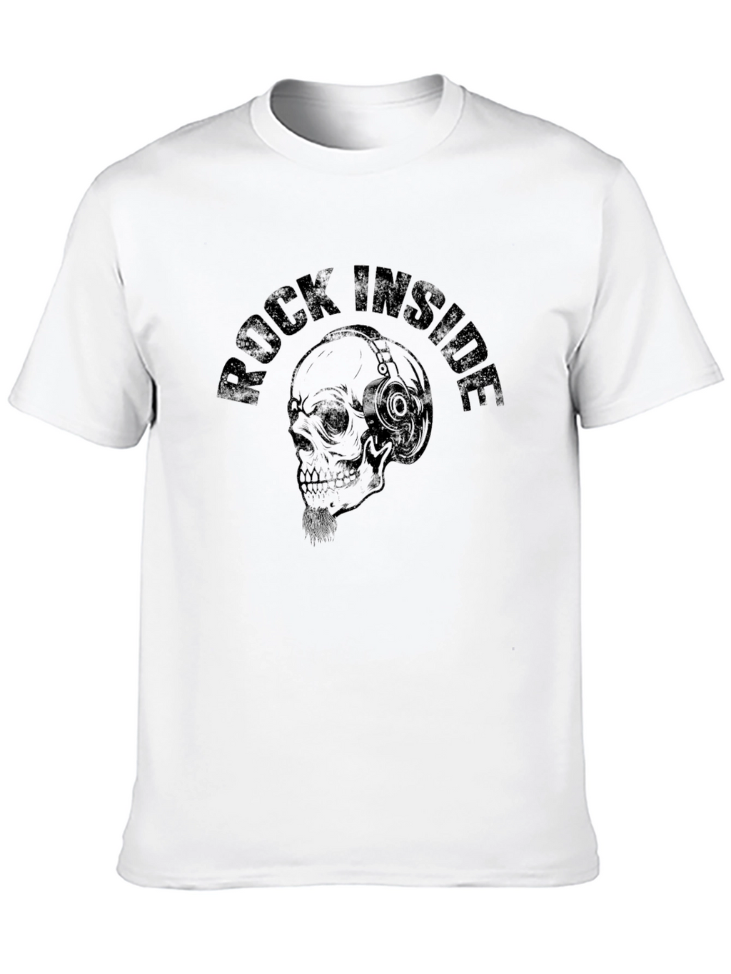 Rock Inside Skull Graphic Print Black T-Shirt