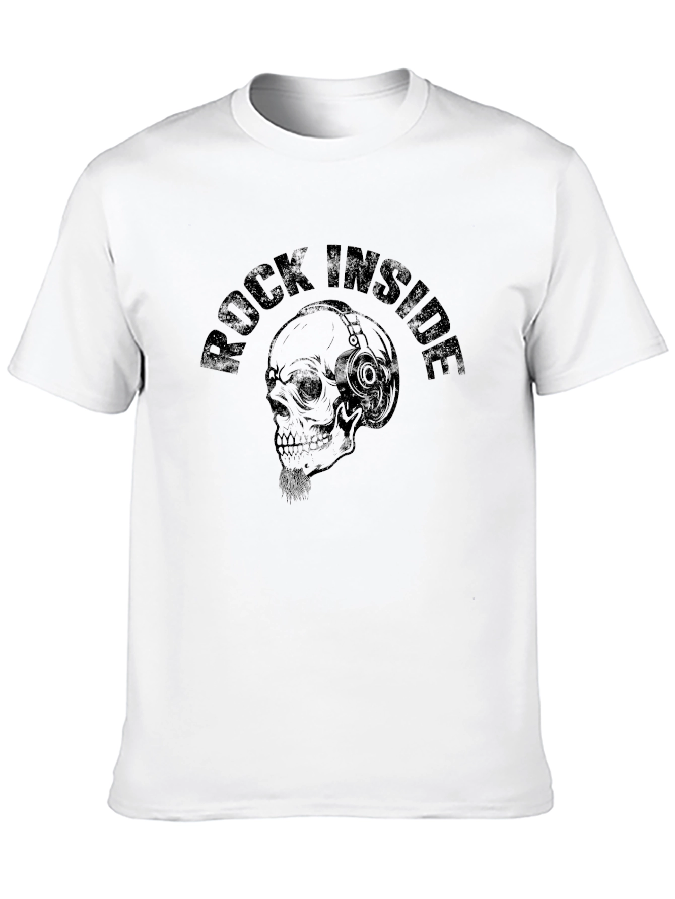 Rock Inside Skull Graphic Print Black T-Shirt