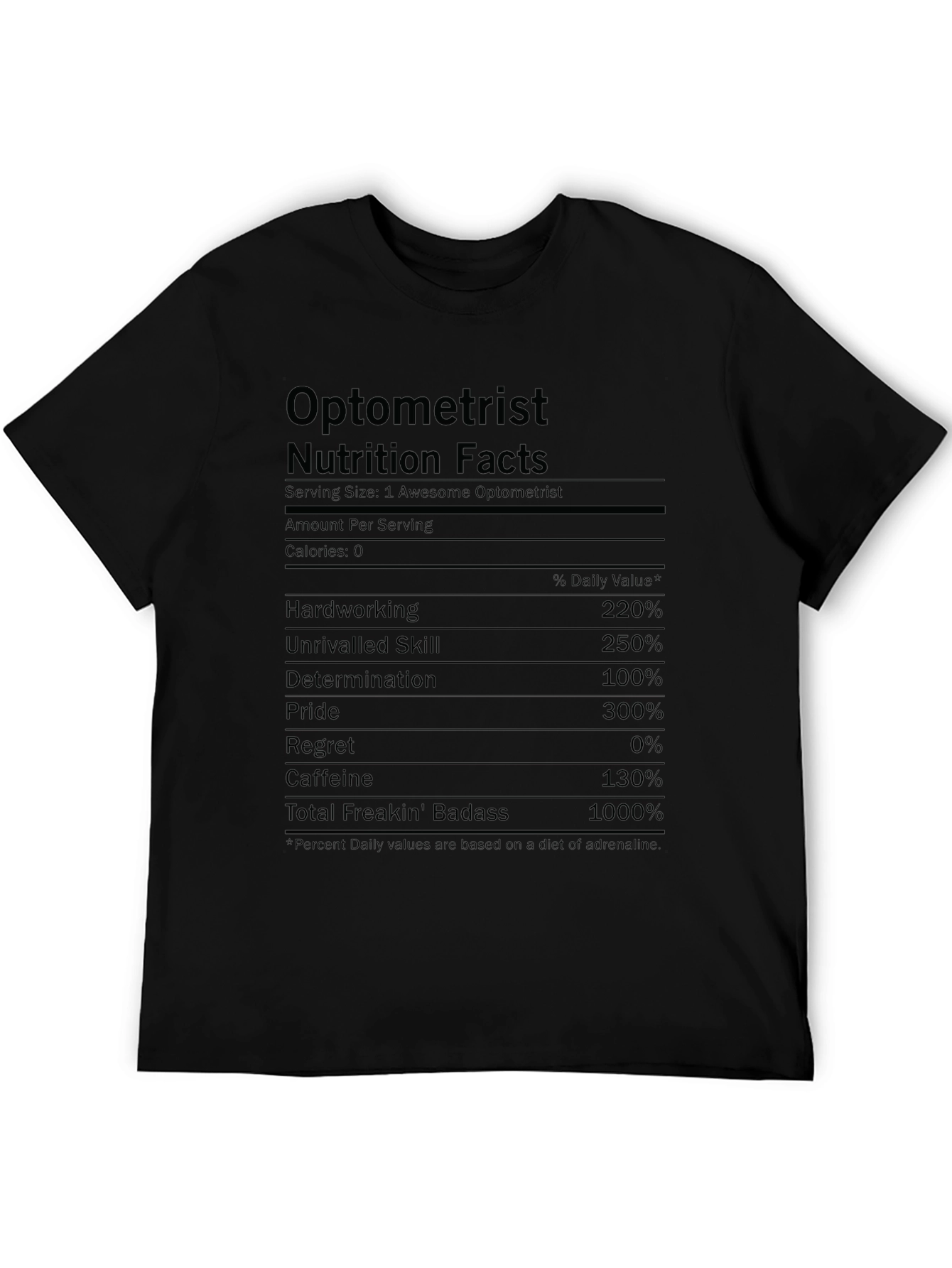 Optometrist Nutrition Facts T-Shirt - Funny Eye Doctor Gift