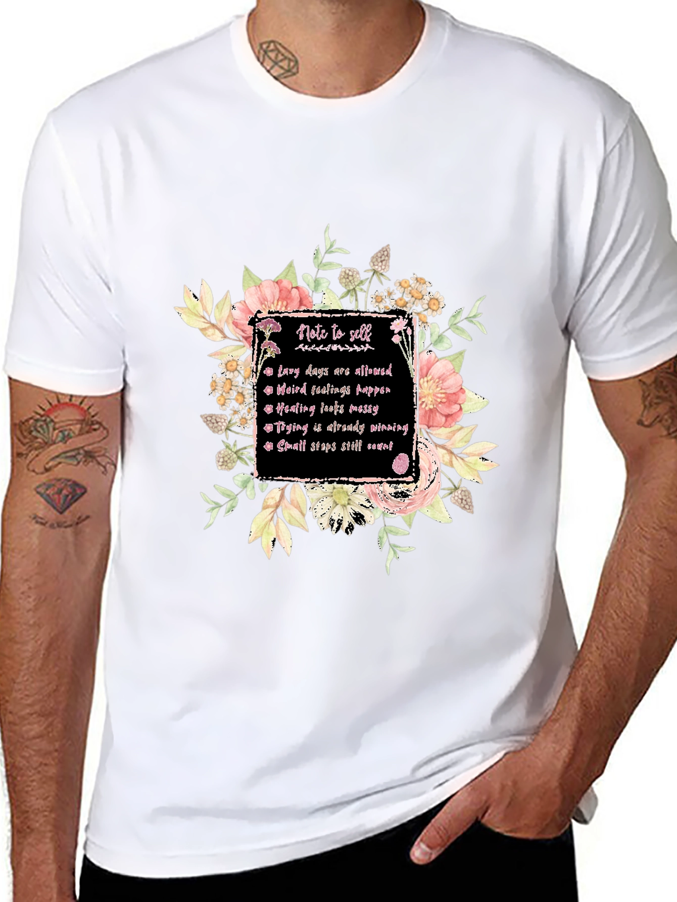Floral Note to Self Graphic T-Shirt