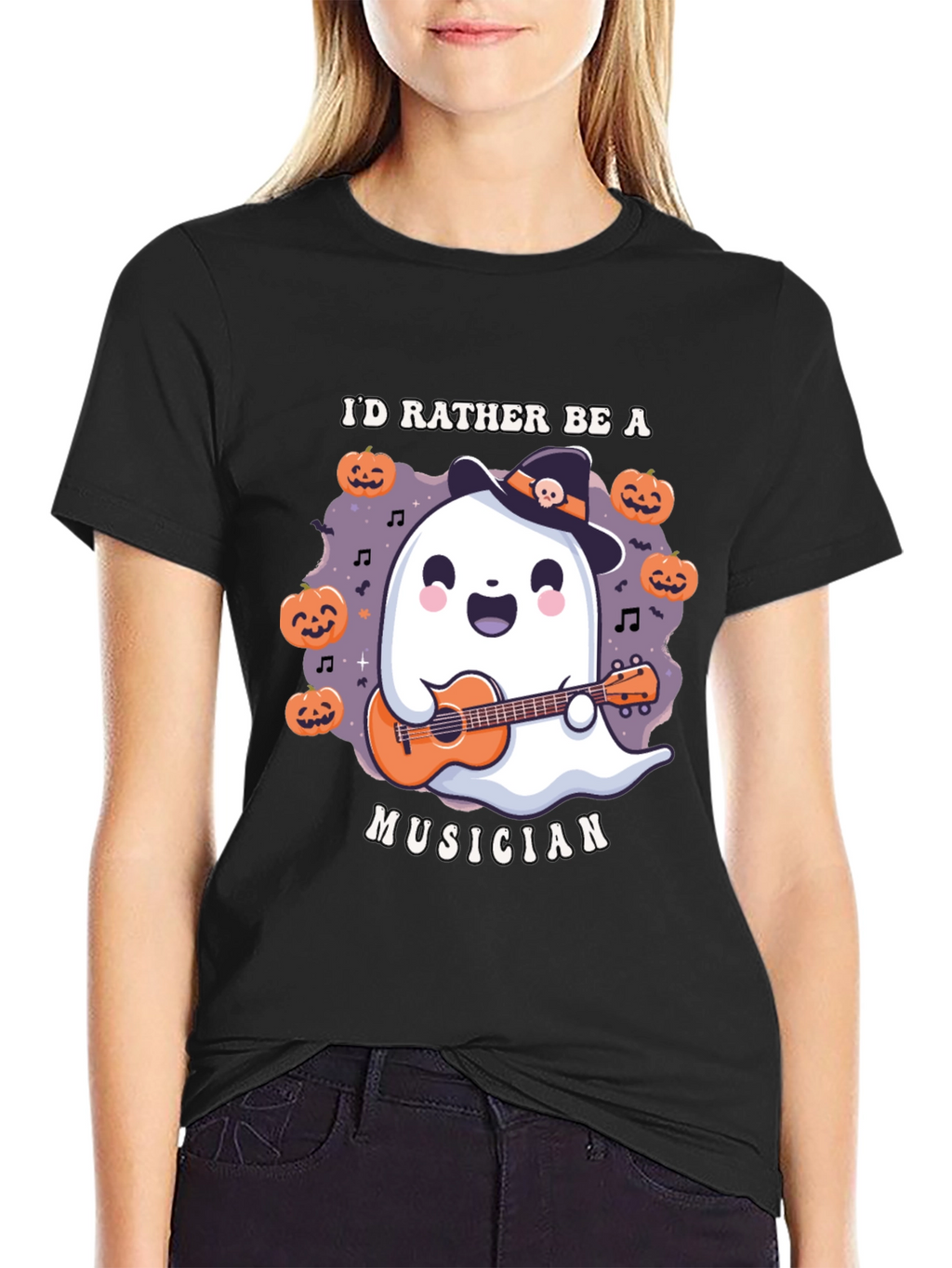 Ghost Musician Halloween T-Shirt