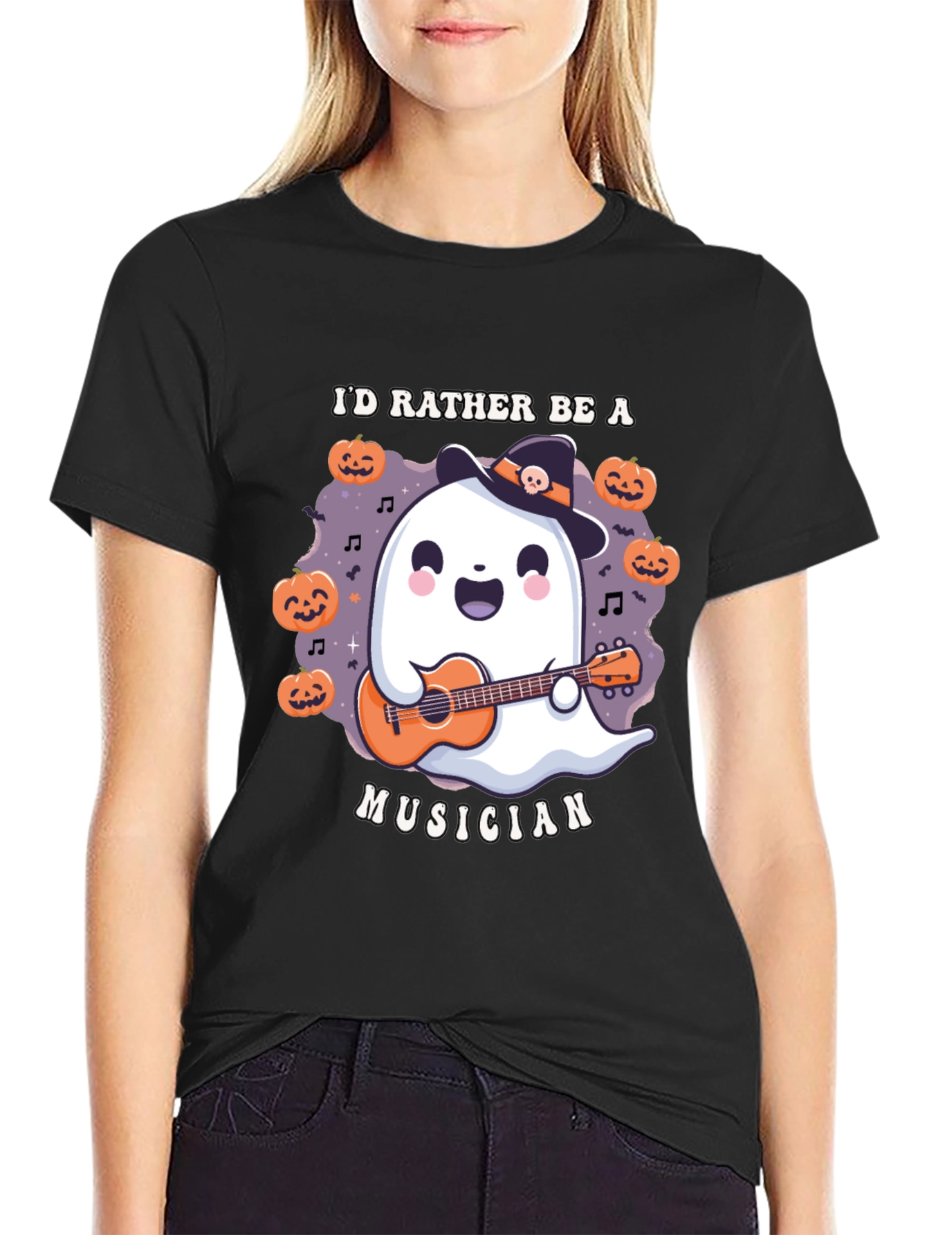Ghost Musician Halloween T-Shirt