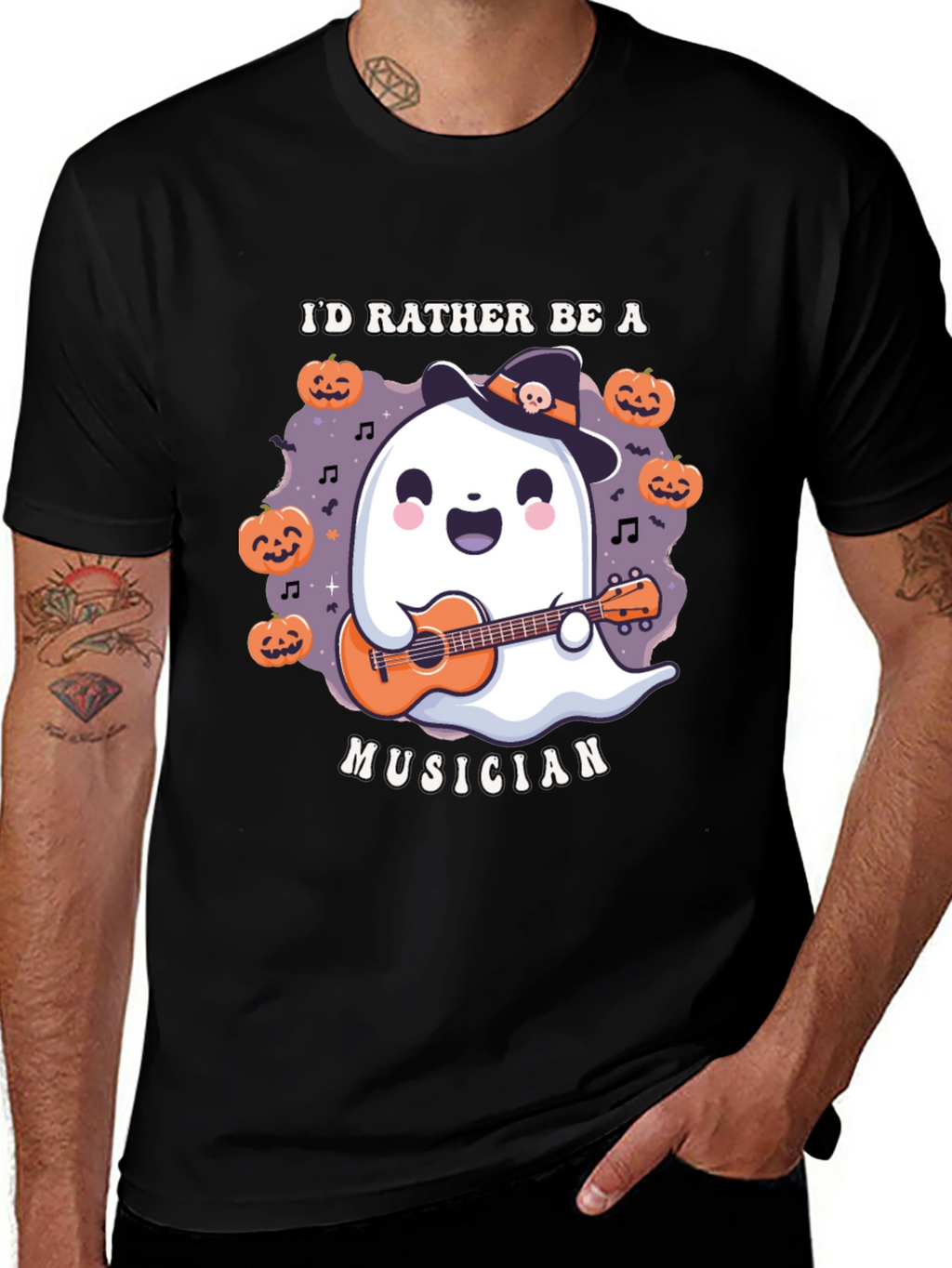 Ghost Musician Halloween T-Shirt