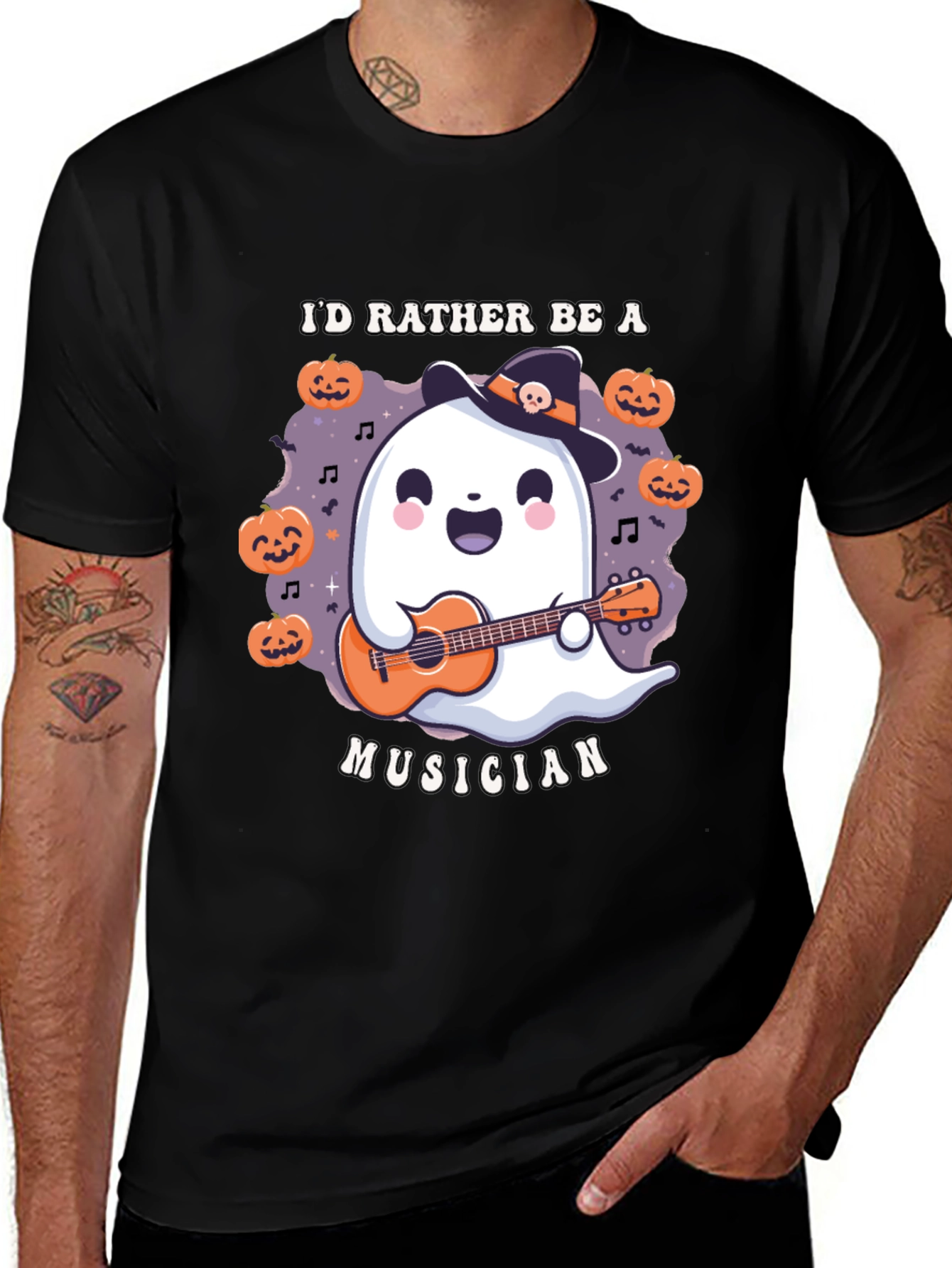 Ghost Musician Halloween T-Shirt