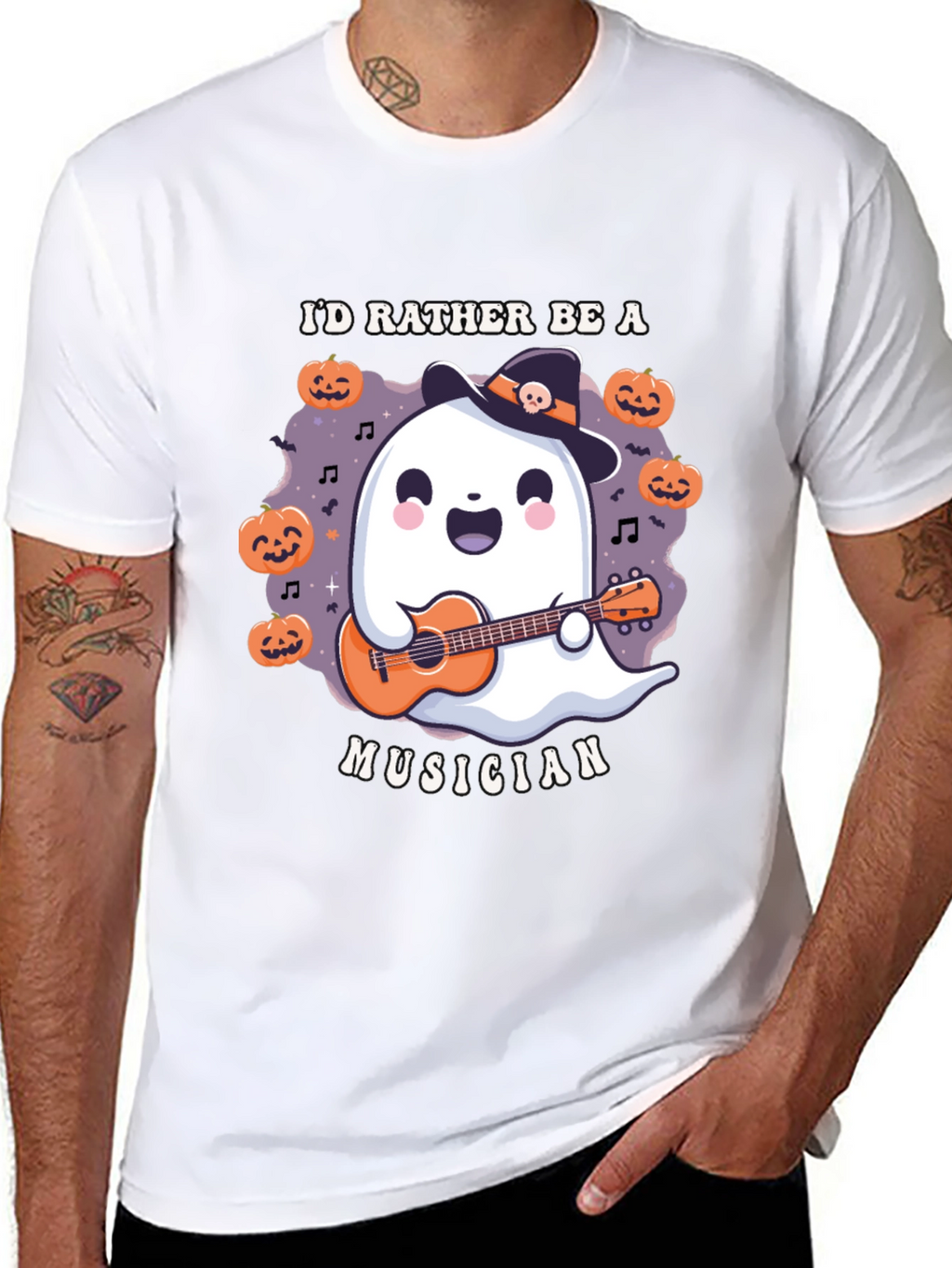 Ghost Musician Halloween T-Shirt
