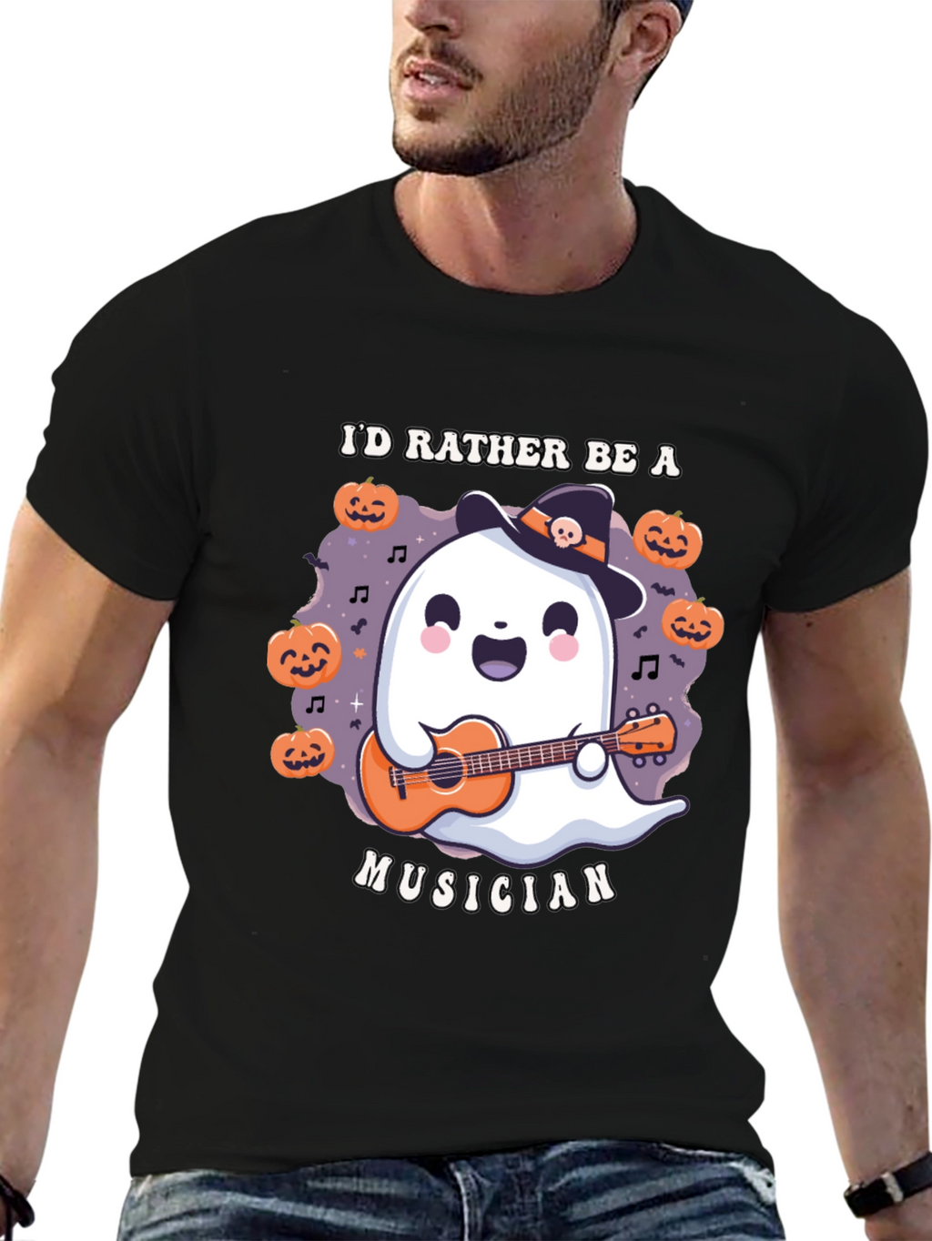 Ghost Musician Halloween T-Shirt