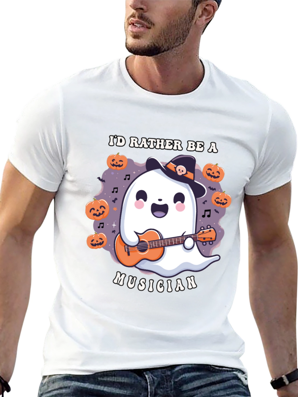 Ghost Musician Halloween T-Shirt