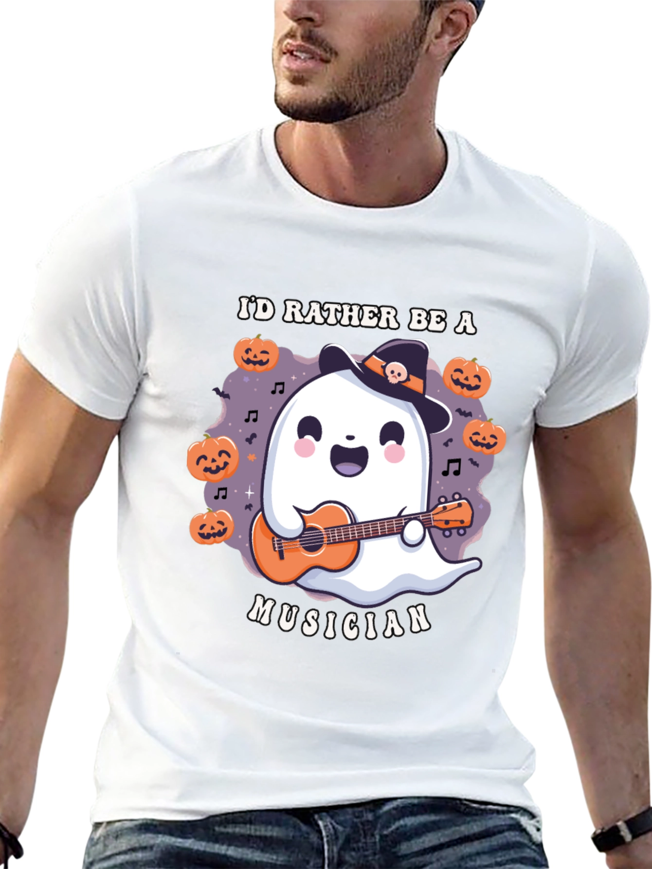 Ghost Musician Halloween T-Shirt