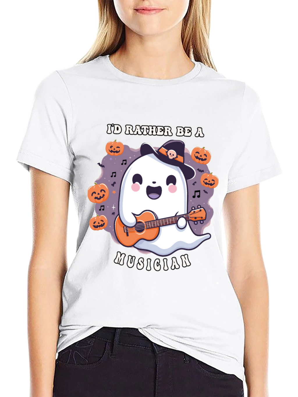 Ghost Musician Halloween T-Shirt