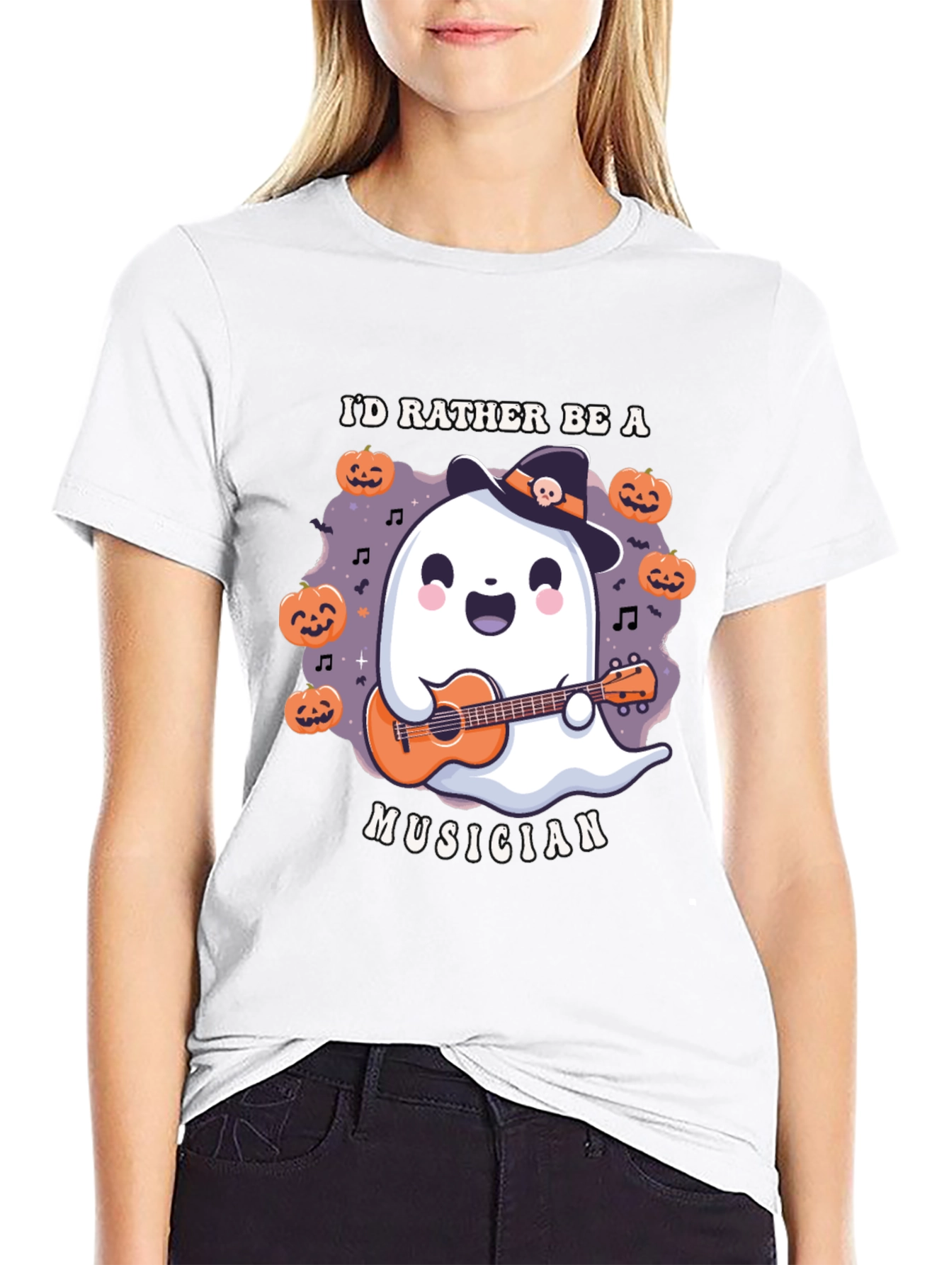 Ghost Musician Halloween T-Shirt