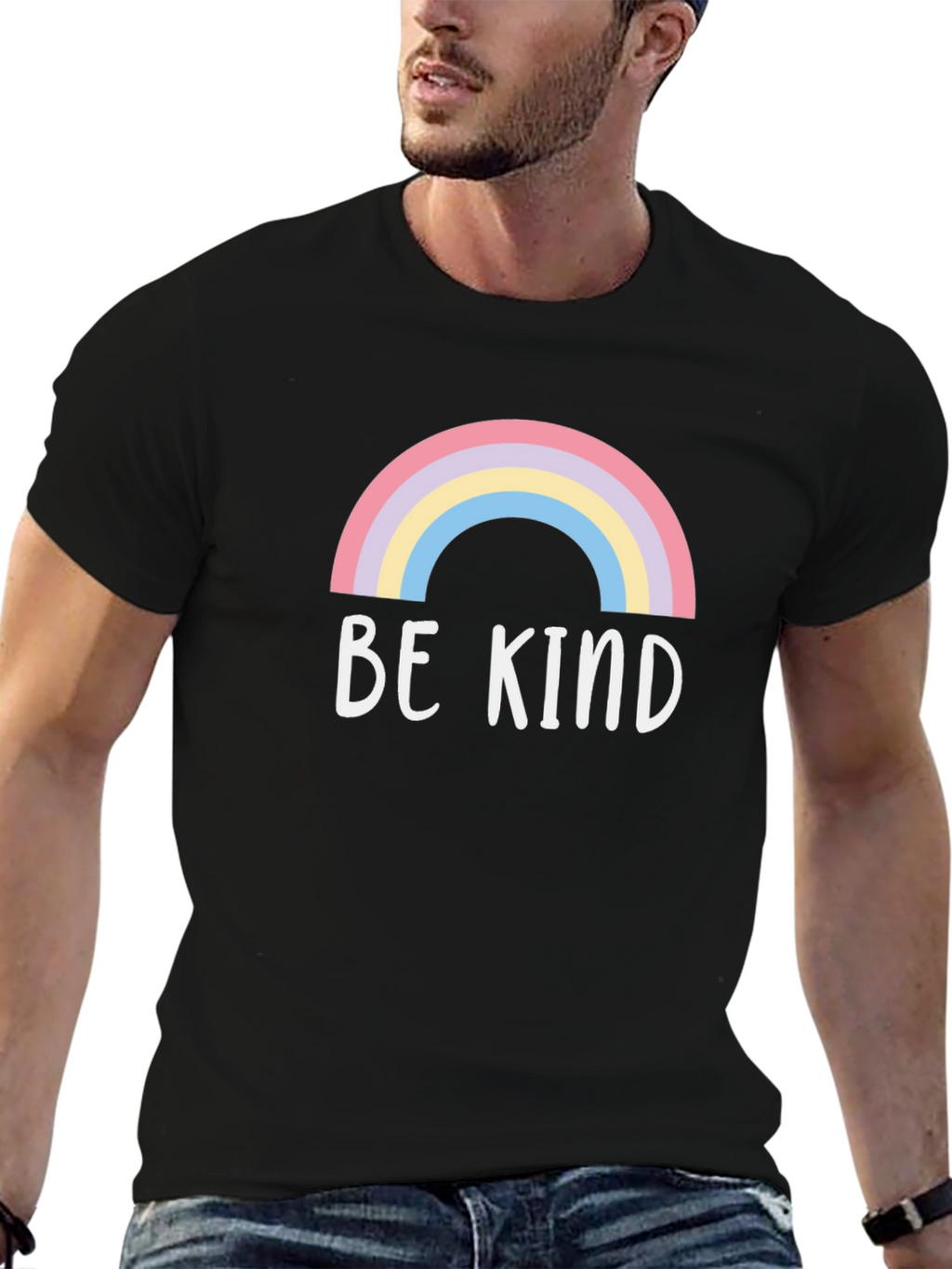 Be Kind Rainbow Graphic Tee - Soft Cotton Blend