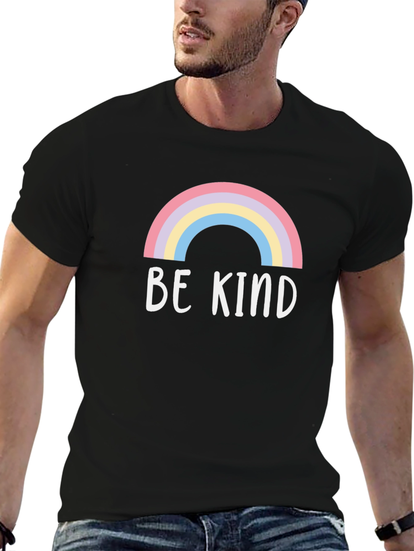 Be Kind Rainbow Graphic Tee - Soft Cotton Blend